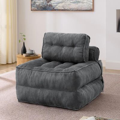 OEM Fauteuil De Sol Pliable 2 En 1 En Velours Côtelé – Canapé Pliant Confortable Avec Dossier Réglable, Lit D'Appoint Et Fauteuil De Salon Polyvalents Pour Le Salon Et La Chambre, Gris - Publicité OEM Fauteuil De Sol Pliable 2 En 1 En Velours Côtelé – Canapé Pliant Confortable Avec Dossier Réglable, Lit D'Appoint Et Fauteuil De Salon Polyvalents Pour Le Salon Et La Chambre, Gris - Publicité