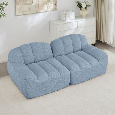 ACKERMAN Canapé Sans Ossature Modulaire 2 Places, Forme De Coquillage, Coussins D'Assise Profonds, Canapé Pour Salon Et Appartement, Aucun Montage Requis, Bleu - Publicité ACKERMAN Canapé Sans Ossature Modulaire 2 Places, Forme De Coquillage, Coussins D'Assise Profonds, Canapé Pour Salon Et Appartement, Aucun Montage Requis, Bleu - Publicité