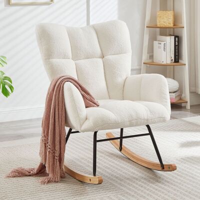 ACKERMAN Chaise Baladaille Moderne 69×89×101 Cm – Fauteuil Polyvalent Pour Salon, Chambre, Bureau, Pépinière Et Balcon, Fauteuil Élégant Avec Base En Bois Et Cadre Métallique, Design Scandinave, Blanc - Publicité ACKERMAN Chaise Baladaille Moderne 69×89×101 Cm – Fauteuil Polyvalent Pour Salon, Chambre, Bureau, Pépinière Et Balcon, Fauteuil Élégant Avec Base En Bois Et Cadre Métallique, Design Scandinave, Blanc - Publicité