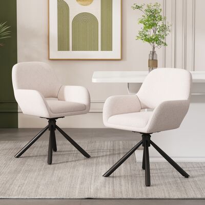MIDUODUO Pivot,tissu Sherpa,ensemble De 6,avec Rampes,moderne Et Simple,chaise À Manger,blanc - Publicité MIDUODUO Pivot,tissu Sherpa,ensemble De 6,avec Rampes,moderne Et Simple,chaise À Manger,blanc - Publicité