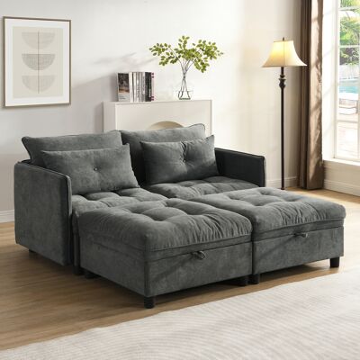 LEMONBEST Canapé-lit Modulable 4 Places En Tissu Chenille Avec Rangement Sous Chaque Siège, Modules Séparables Pour Salon - Publicité LEMONBEST Canapé-lit Modulable 4 Places En Tissu Chenille Avec Rangement Sous Chaque Siège, Modules Séparables Pour Salon - Publicité
