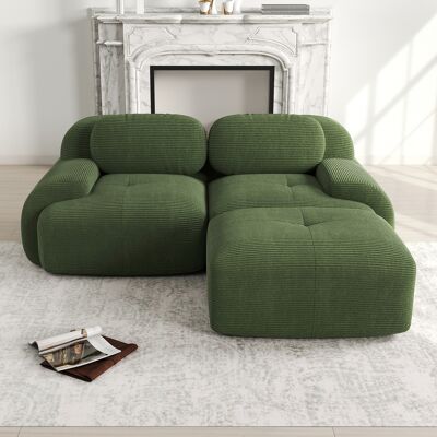 LEMONBEST Canapé D'Angle Modulable 208x178x75 Cm , Avec Accoudoirs Incurvés, 1 Tabouret Mousse Haute Élasticité, Sans Montage, Velours Côtelé, Vert - Publicité LEMONBEST Canapé D'Angle Modulable 208x178x75 Cm , Avec Accoudoirs Incurvés, 1 Tabouret Mousse Haute Élasticité, Sans Montage, Velours Côtelé, Vert - Publicité