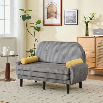 OEM Canapé Deux Places En Velours Côtelé Gris Pour Le Salon, Utilisable Comme Lit De Jour Et Fauteuil Inclinable Avec Espace De Rangement. Publicité OEM Canapé Deux Places En Velours Côtelé Gris Pour Le Salon, Utilisable Comme Lit De Jour Et Fauteuil Inclinable Avec Espace De Rangement. Publicité