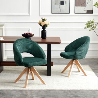 XISRENS Ensemble De Deux Fauteuils Pivotants De Luxe, Légers Et Au Style Rétro. Revêtement En Velours Vert Foncé, Pieds En Bois Massif, Rotation Silencieuse À 360°. Dossier Incurvé Enveloppant. Idéaux Pour La - Publicité XISRENS Ensemble De Deux Fauteuils Pivotants De Luxe, Légers Et Au Style Rétro. Revêtement En Velours Vert Foncé, Pieds En Bois Massif, Rotation Silencieuse À 360°. Dossier Incurvé Enveloppant. Idéaux Pour La - Publicité