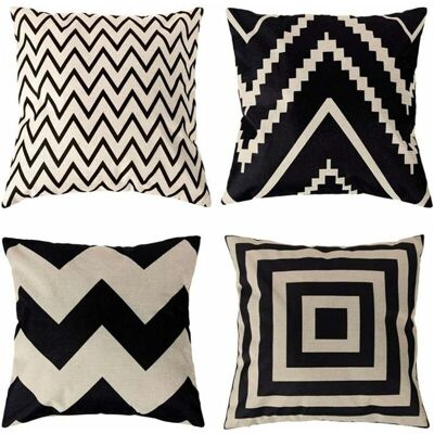 OEM 4 Pcs Housses De Coussin 45 X 45 Cm, Carré Décoratif Taie D'Oreiller Canapé Housse Coussin Noir Et Blanc Imprimé Motif Animal Mingon Lin Décoration Maison Pour Chambre Salon Bureau - Publicité OEM 4 Pcs Housses De Coussin 45 X 45 Cm, Carré Décoratif Taie D'Oreiller Canapé Housse Coussin Noir Et Blanc Imprimé Motif Animal Mingon Lin Décoration Maison Pour Chambre Salon Bureau - Publicité