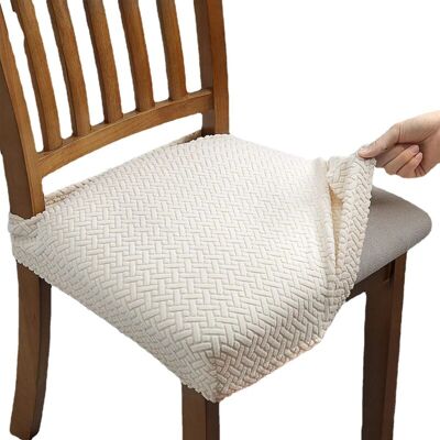 OEM 4 Pcs Jacquard Dining Chair Cushion Covers - Beige, Solid Colour Stretch Chair Cover Cover, Hotel Home Dining Chair Cover-crezuo - Publicité OEM 4 Pcs Jacquard Dining Chair Cushion Covers - Beige, Solid Colour Stretch Chair Cover Cover, Hotel Home Dining Chair Cover-crezuo - Publicité