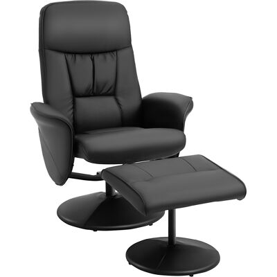 OEM Fauteuil De Relaxation Pivotant À 360° En Métal Et Similicuir, Avec Repose-pieds Et Dossier Réglable, Noir - Publicité OEM Fauteuil De Relaxation Pivotant À 360° En Métal Et Similicuir, Avec Repose-pieds Et Dossier Réglable, Noir - Publicité