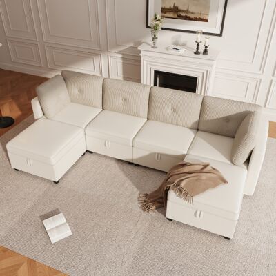 OEM Ce Canapé Modulaire En Forme De U, Composé De Six Modules, Peut Être Transformé En Canapé En L/canapé-lit/fauteuil. Publicité OEM Ce Canapé Modulaire En Forme De U, Composé De Six Modules, Peut Être Transformé En Canapé En L/canapé-lit/fauteuil. Publicité