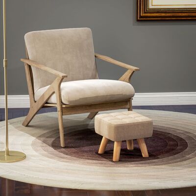 OEM Homcom Repose-pied Salon Ottoman - Siège Rembourré En Tissu, Pieds En Bois, 27x27x26cm, Marron Clair - Publicité OEM Homcom Repose-pied Salon Ottoman - Siège Rembourré En Tissu, Pieds En Bois, 27x27x26cm, Marron Clair - Publicité