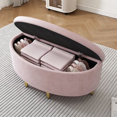 VIVACASA Banc Capitonné Coffre Rangement Velours 90x40x42 Cm Pieds Métal Rose Entrée Chambre Salon Pouf Rangement - Publicité VIVACASA Banc Capitonné Coffre Rangement Velours 90x40x42 Cm Pieds Métal Rose Entrée Chambre Salon Pouf Rangement - Publicité