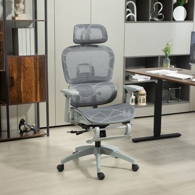 SANMINE HABITAT Fauteuil De Bureau. Chaise De Bureau Ergonomique En Maille Avec Accoudoirs 3d. Dossier Inclinable. 66x64x122 Cm. Gris - Publicité SANMINE HABITAT Fauteuil De Bureau. Chaise De Bureau Ergonomique En Maille Avec Accoudoirs 3d. Dossier Inclinable. 66x64x122 Cm. Gris - Publicité