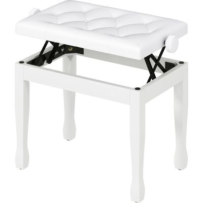 YUDO Tabouret De Piano Réglable En Hauteur, Banquette Piano Coussin Similicuir Pour Clavier Piano 64 X 35 X 45-55 Cm Blanc - Publicité YUDO Tabouret De Piano Réglable En Hauteur, Banquette Piano Coussin Similicuir Pour Clavier Piano 64 X 35 X 45-55 Cm Blanc - Publicité