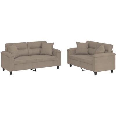 Maison Exclusive - Ensemble De Canapés 2 Pcs Avec Coussins Taupe Tissu Microfibre - Publicité Maison Exclusive - Ensemble De Canapés 2 Pcs Avec Coussins Taupe Tissu Microfibre - Publicité