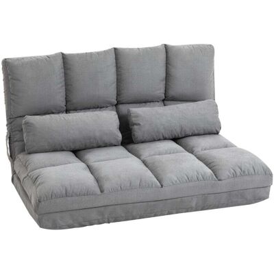 OEM Fauteuil Convertible Pliant Avec Matelas D'Appoint, Dossier Réglable Et Coussins En Polyester, Gris Pour Salon Ou Chambre - Publicité OEM Fauteuil Convertible Pliant Avec Matelas D'Appoint, Dossier Réglable Et Coussins En Polyester, Gris Pour Salon Ou Chambre - Publicité