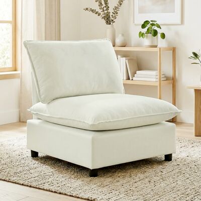 OEM Fauteuil De Salon Canapé 1 Place Moderne - Sans Accoudoirs, Assise Large, Coussins Épais, 146x85x78cm, Crème - Publicité OEM Fauteuil De Salon Canapé 1 Place Moderne - Sans Accoudoirs, Assise Large, Coussins Épais, 146x85x78cm, Crème - Publicité