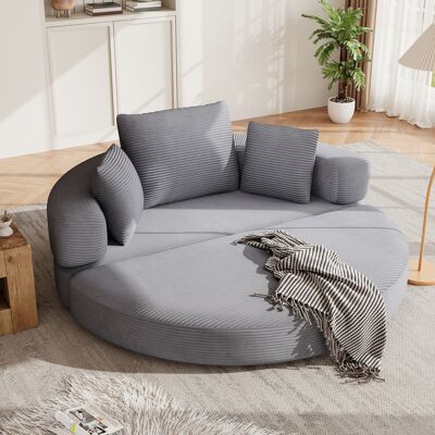 LEMONBEST Canapé Convertible Boneless En Velours Côtelé, Lit Ovale Modulable Avec Coussins, Pour Salon Chambre Appartement - Gris - Publicité LEMONBEST Canapé Convertible Boneless En Velours Côtelé, Lit Ovale Modulable Avec Coussins, Pour Salon Chambre Appartement - Gris - Publicité