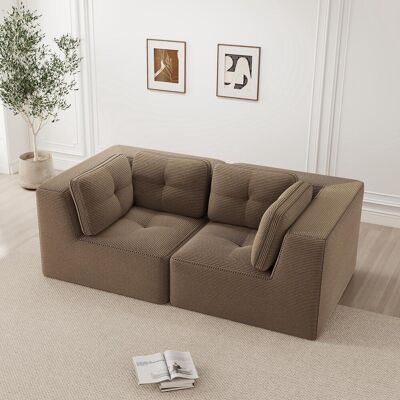 OEM Canapé D'Angle Modulable Et Configurable, Deux Places Sans Cadre, Tissu Velours Côtelé Confortable, Convient Au Salon Et À La Chambre, Marron. Publicité OEM Canapé D'Angle Modulable Et Configurable, Deux Places Sans Cadre, Tissu Velours Côtelé Confortable, Convient Au Salon Et À La Chambre, Marron. Publicité