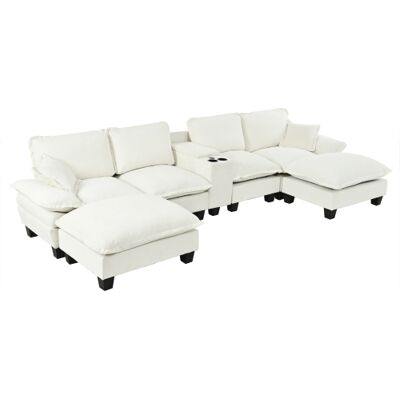 Acavallo Canapé Modulaire — Équipé De Porte-gobelets, De Compartiments De Rangement Et De Ports De Charge Usb Inclut Deux Poufs Et Deux Coussins Décoratifs, Méticuleusement Conçu Pour Les Appartements Et Les - Publicité Acavallo Canapé Modulaire — Équipé De Porte-gobelets, De Compartiments De Rangement Et De Ports De Charge Usb Inclut Deux Poufs Et Deux Coussins Décoratifs, Méticuleusement Conçu Pour Les Appartements Et Les - Publicité