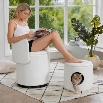 OEM Fauteuil Tonneau Élégant Et Rembourré : Tabouret Pivotant À 360° Pour Coiffeuse, Chambre Et Salle À Manger, Rangement Intégré, Fauteuil D'Appoint Au Rembourrage Doux, Multifonctionnel Pour Coiffeuse/s - Publicité OEM Fauteuil Tonneau Élégant Et Rembourré : Tabouret Pivotant À 360° Pour Coiffeuse, Chambre Et Salle À Manger, Rangement Intégré, Fauteuil D'Appoint Au Rembourrage Doux, Multifonctionnel Pour Coiffeuse/s - Publicité