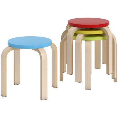 OEM 4 Tabourets Empilables Avec Patins En Feutre, Contreplaqué De Bouleau, Laqué, Multicolore De Haute Qualité Et Design Élégant - Publicité OEM 4 Tabourets Empilables Avec Patins En Feutre, Contreplaqué De Bouleau, Laqué, Multicolore De Haute Qualité Et Design Élégant - Publicité