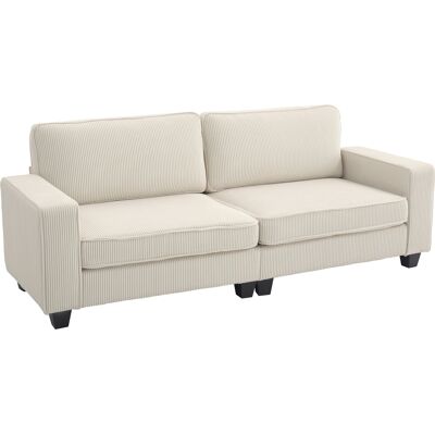 ACKERMAN Canapé Homcom 3 Places, Canapé Avec Accoudoirs, Coussins De Dossier, Canapé De Salon En Velours Côtelé, Ressorts, Fauteuil Rembourré Pour Salon Et Chambre, 227 X 84 X 87 Cm, Blanc Crème - Publicité ACKERMAN Canapé Homcom 3 Places, Canapé Avec Accoudoirs, Coussins De Dossier, Canapé De Salon En Velours Côtelé, Ressorts, Fauteuil Rembourré Pour Salon Et Chambre, 227 X 84 X 87 Cm, Blanc Crème - Publicité