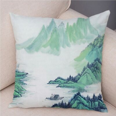 OEM Taies D'Oreiller En Coton Et Lin Pour La Décoration De La Chambre Et Du Salon, Taies D'Oreiller À Motifs De Paysages Peints À L'Encre De Chine, Coussins Décoratifs Verts Imprimés Pour Canapé Et Salon - Publicité OEM Taies D'Oreiller En Coton Et Lin Pour La Décoration De La Chambre Et Du Salon, Taies D'Oreiller À Motifs De Paysages Peints À L'Encre De Chine, Coussins Décoratifs Verts Imprimés Pour Canapé Et Salon - Publicité