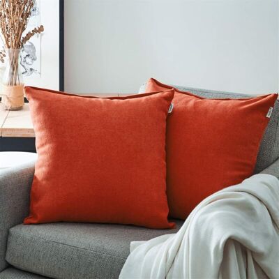 FOGSHIELD Zolginah Lot De 2 Housse De Coussin 50x50cm Décoratif Canapé En Chenille Housses Coussin Decoration Chambre Carré Couleur Uni Pour Chaise,voiture,bureau, Orange-rouge - Publicité FOGSHIELD Zolginah Lot De 2 Housse De Coussin 50x50cm Décoratif Canapé En Chenille Housses Coussin Decoration Chambre Carré Couleur Uni Pour Chaise,voiture,bureau, Orange-rouge - Publicité