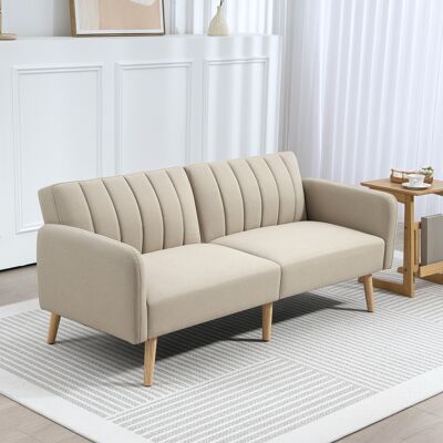 OEM Homcom Canapé Convertible 2 Places Design Scandinave - Dossier Inclinable 3 Positions, Pieds En Bois, Tissu Aspect Lin, Beige - Publicité OEM Homcom Canapé Convertible 2 Places Design Scandinave - Dossier Inclinable 3 Positions, Pieds En Bois, Tissu Aspect Lin, Beige - Publicité