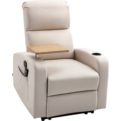 DEVOKO Fauteuil Relax Massage Inclinable Tablette Poches Latérales Télécommande Microfibre Beige - Publicité DEVOKO Fauteuil Relax Massage Inclinable Tablette Poches Latérales Télécommande Microfibre Beige - Publicité
