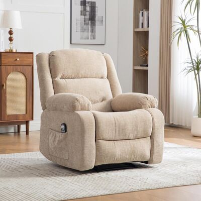 OEM Fauteuil Inclinable Électrique Multifonctionnel Avec Fonction Massage Et Chauffage Électriques, Dossier Et Repose-pieds Réglables Manuellement, Et Poches De Rangement Latérales. Kaki Clair - Publicité OEM Fauteuil Inclinable Électrique Multifonctionnel Avec Fonction Massage Et Chauffage Électriques, Dossier Et Repose-pieds Réglables Manuellement, Et Poches De Rangement Latérales. Kaki Clair - Publicité