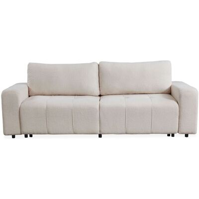 MENZZO Canapé Convertible 3 Places Cloudy Tissu Bouclette Crème - Publicité MENZZO Canapé Convertible 3 Places Cloudy Tissu Bouclette Crème - Publicité