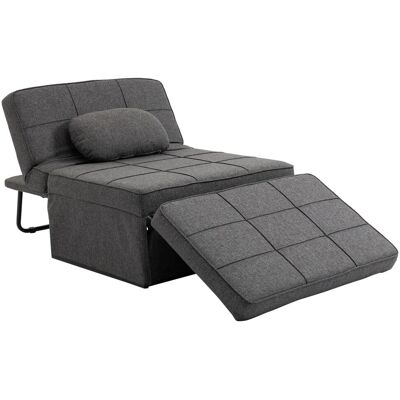 OEM Homcom Chauffeuse 1 Place 4 En 1 Fauteuil Lit Convertible Pouf Dossier Inclinable 5 Niveaux Repose-pied Rabattable, Charge 200 Kg, Châssis Métal Et Tissu Lin Gris - Publicité OEM Homcom Chauffeuse 1 Place 4 En 1 Fauteuil Lit Convertible Pouf Dossier Inclinable 5 Niveaux Repose-pied Rabattable, Charge 200 Kg, Châssis Métal Et Tissu Lin Gris - Publicité