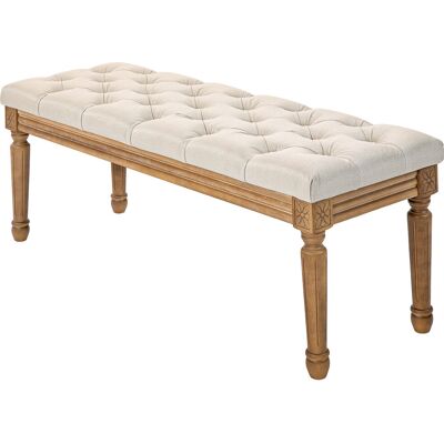YUDO Banquette Capitonnée À Boutons, Banc De Lit, Style Rétro, 120x41x48cm, Blanc Crème - Publicité YUDO Banquette Capitonnée À Boutons, Banc De Lit, Style Rétro, 120x41x48cm, Blanc Crème - Publicité