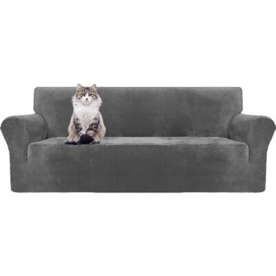OEM Gris Housse De Canapé En Velours Épais Super Extensible Pour Chiens Cat Pet Friendly 1-piece Elastic Furniture Protector En Peluche (3 Places) - Publicité OEM Gris Housse De Canapé En Velours Épais Super Extensible Pour Chiens Cat Pet Friendly 1-piece Elastic Furniture Protector En Peluche (3 Places) - Publicité