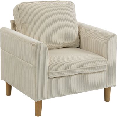 OEM Fauteuil De Salon Velours Côtelé Beige 83x74x87cm – Canapé 1 Place Rembourré, Assise Large, Coussin À Ressorts - Publicité OEM Fauteuil De Salon Velours Côtelé Beige 83x74x87cm – Canapé 1 Place Rembourré, Assise Large, Coussin À Ressorts - Publicité