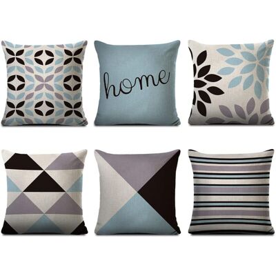 OEM Lot De 6 Housses De Coussin Décoratives En Lin - 40 X 40 Cm - Motif Géométrique - Pour Canapé, Bureau - Publicité OEM Lot De 6 Housses De Coussin Décoratives En Lin - 40 X 40 Cm - Motif Géométrique - Pour Canapé, Bureau - Publicité