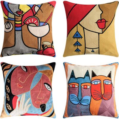 Madeira Lot De 4 Housses De Coussin Picasso 45x45 Cm, Coussins Décoratifs Pour Canapé - Parfait - Publicité Madeira Lot De 4 Housses De Coussin Picasso 45x45 Cm, Coussins Décoratifs Pour Canapé - Parfait - Publicité