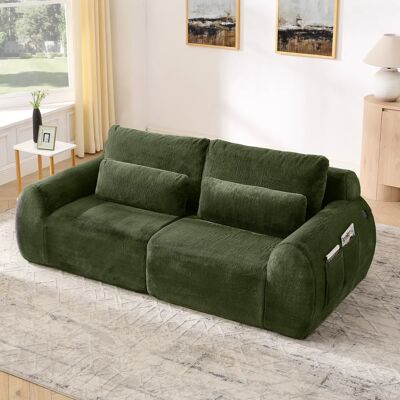 SANS MARQUE Canapé Droit 2 Places Vert –fausse Fourrure Lapin Douce –usb Intégré Poche Magazine–haute Résilience–208×101×81cm - Publicité SANS MARQUE Canapé Droit 2 Places Vert –fausse Fourrure Lapin Douce –usb Intégré Poche Magazine–haute Résilience–208×101×81cm - Publicité