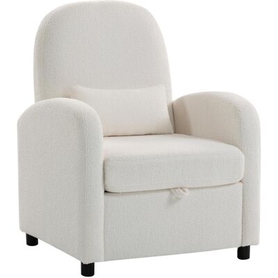 OEM Fauteuil Moderne Avec Espace De Rangement Rétractable Et Coussin, Revêtement En Polaire Douce, 76 X 77 X 95 Cm, Crème - Publicité OEM Fauteuil Moderne Avec Espace De Rangement Rétractable Et Coussin, Revêtement En Polaire Douce, 76 X 77 X 95 Cm, Crème - Publicité