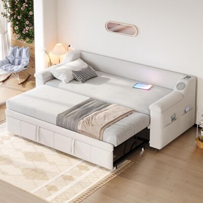 OEM , Canapé-lit Capitonné, 90/180190cm, Accoudoirs Plus Larges Et Plus Épais, Avec Système Stéréo Bluetooth Intelligent Et Port De Chargement Usb, Compartiments De Rangement, Sommier À Lattes... Publicité OEM , Canapé-lit Capitonné, 90/180190cm, Accoudoirs Plus Larges Et Plus Épais, Avec Système Stéréo Bluetooth Intelligent Et Port De Chargement Usb, Compartiments De Rangement, Sommier À Lattes... Publicité