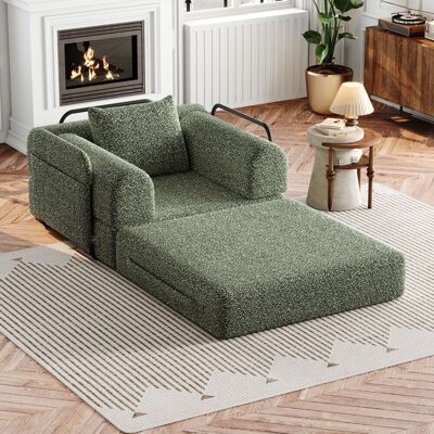 ACKERMAN Canapé-lit 2 En 1 En Chenille Avec Compartiment De Rangement Dans L'Accoudoir, Trois Cadres Métalliques Et De Multiples Options De Configuration. Publicité ACKERMAN Canapé-lit 2 En 1 En Chenille Avec Compartiment De Rangement Dans L'Accoudoir, Trois Cadres Métalliques Et De Multiples Options De Configuration. Publicité