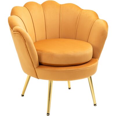 OEM Fauteuil Conchiglia Vintage Élégant Pour Chambre Et Salon, Dos Haut, Dimensions 76x67x74 Cm, Couleur Jaune - Publicité OEM Fauteuil Conchiglia Vintage Élégant Pour Chambre Et Salon, Dos Haut, Dimensions 76x67x74 Cm, Couleur Jaune - Publicité