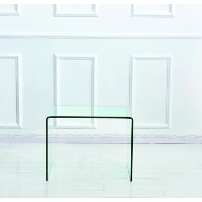 OEM Tempered Clear Bent Glass Sidetable, Transparent End Table, Sofa Table, Modern Design, Wohnzimmer, Schlafzimmer - Publicité OEM Tempered Clear Bent Glass Sidetable, Transparent End Table, Sofa Table, Modern Design, Wohnzimmer, Schlafzimmer - Publicité