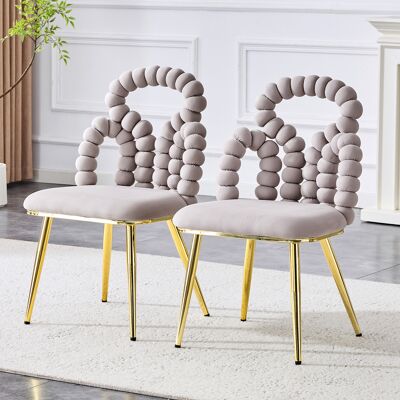 ALLAUVE Lot De 2 Fauteuils Salle À Manger En Velours Gris Clair, Dossier À Chaînettes, Pieds Dorés Métalliques Robustes, Idéal Pour Salon, Entrée Et Salle À Manger - Publicité ALLAUVE Lot De 2 Fauteuils Salle À Manger En Velours Gris Clair, Dossier À Chaînettes, Pieds Dorés Métalliques Robustes, Idéal Pour Salon, Entrée Et Salle À Manger - Publicité