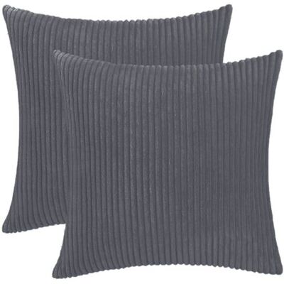 Bunthaus Housse Coussin Velours - 2 Pièces, Housse Coussin Velours Gris Foncé 40x40cm - Rayée - Publicité Bunthaus Housse Coussin Velours - 2 Pièces, Housse Coussin Velours Gris Foncé 40x40cm - Rayée - Publicité
