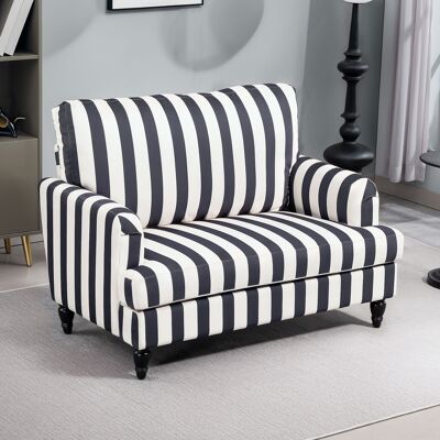 PZCC Fauteuil Lounge Large En Velours Rayé Avec Ressorts En Forme De S, 115 X 82 X 82 Cm, Noir Et Blanc - Publicité PZCC Fauteuil Lounge Large En Velours Rayé Avec Ressorts En Forme De S, 115 X 82 X 82 Cm, Noir Et Blanc - Publicité