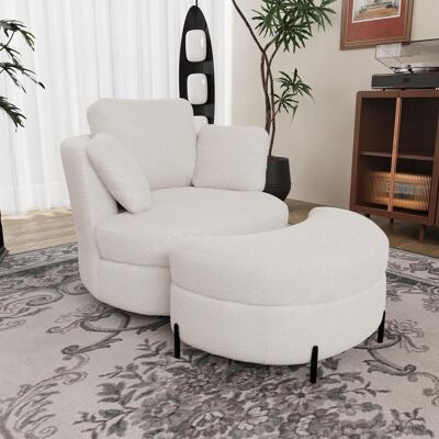 OEM Fauteuil Xxl Moderne Avec Pouf De Rangement En Forme De Lune, En Sherpa Ivoire, 3 Coussins Amovibles, Rembourrage D'Assise Très Élastique – Fauteuil De Lecture Confortable Pour Le Salon, La Chambre Et - Publicité OEM Fauteuil Xxl Moderne Avec Pouf De Rangement En Forme De Lune, En Sherpa Ivoire, 3 Coussins Amovibles, Rembourrage D'Assise Très Élastique – Fauteuil De Lecture Confortable Pour Le Salon, La Chambre Et - Publicité
