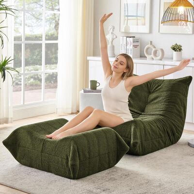 OEM Canapé Relax Avec Dossier Et Repose-pieds, Fauteuil Inclinable, Pouf Moelleux En Forme D'Ours En Peluche, Canapé De Sol Confortable Une Place Pour Salon, Chambre, Bureau, Appartement, Vert - Publicité OEM Canapé Relax Avec Dossier Et Repose-pieds, Fauteuil Inclinable, Pouf Moelleux En Forme D'Ours En Peluche, Canapé De Sol Confortable Une Place Pour Salon, Chambre, Bureau, Appartement, Vert - Publicité