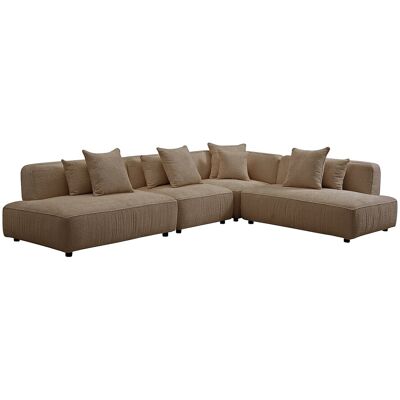 VENTE-UNIQUE Canapé D'Angle Modulable En Tissu Bouclette Taupe Lelaco - Publicité VENTE-UNIQUE Canapé D'Angle Modulable En Tissu Bouclette Taupe Lelaco - Publicité