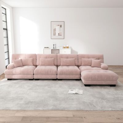 XISRENS Canapé D'Angle Modulable, Ensemble Canapé En L Pour Salon, Canapé Nuage Confortable 4 Places Avec Pouf Amovible, Combinaison À Composer Soi-même, Chenille, Rosewl - Publicité XISRENS Canapé D'Angle Modulable, Ensemble Canapé En L Pour Salon, Canapé Nuage Confortable 4 Places Avec Pouf Amovible, Combinaison À Composer Soi-même, Chenille, Rosewl - Publicité